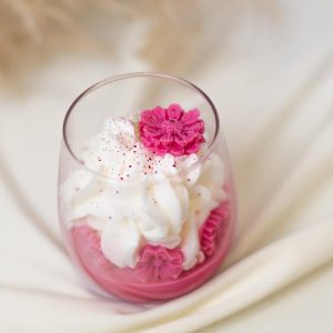 Vela Artesanal com Flores Rosa